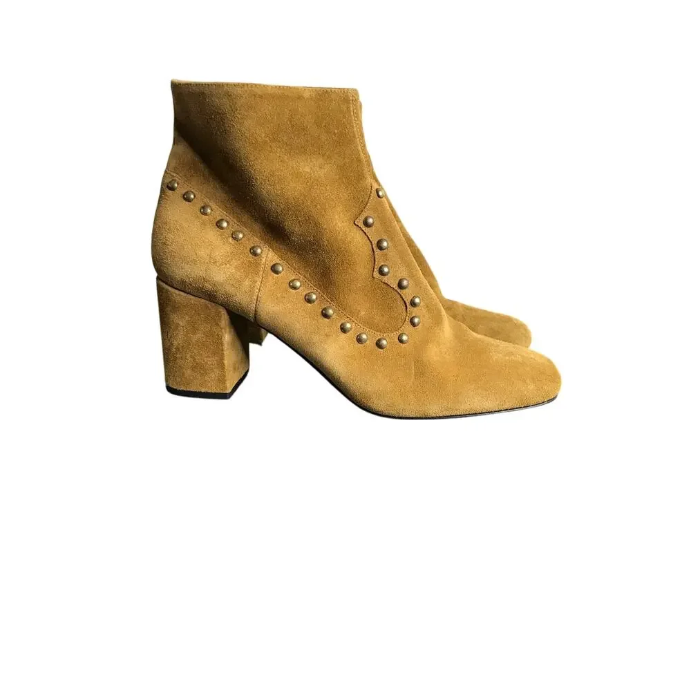 Saint Laurent Paris Boots Womens 10 Brown Suede Studded 3